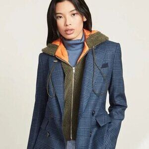 NEW Veronica Beard Oakleigh Zip Hooded Fleece Dickey Army Green